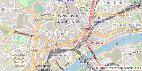 Map of Newcastle Upon Tyne, Tyne & Wear