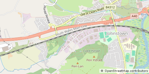 Map of Johnstown, Carmarthenshire
