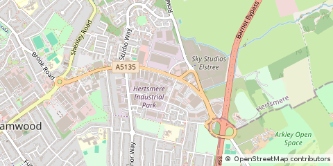 Map of Borehamwood, Hertfordshire
