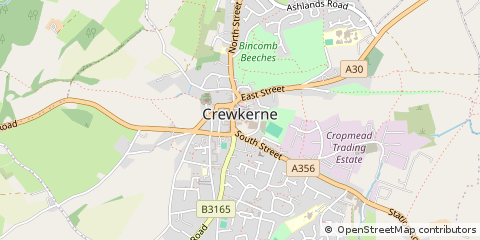 Map of Crewkerne, Somerset