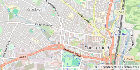 Map of Chesterfield, Derbyshire