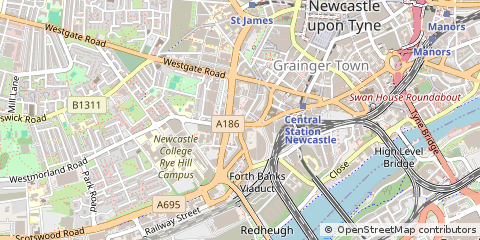 Map of Newcastle Upon Tyne, Tyne and Wear