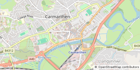 Map of Carmarthen, Carmarthenshire