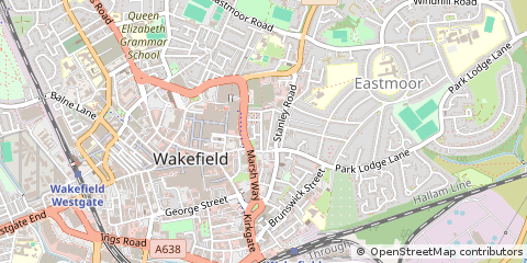 Map of Wakefield, West Yorkshire