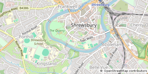 Map of Shrewsbury, Shropshire