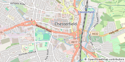 Map of Chesterfield, Derbyshire