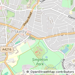 Map of Swansea, West Glamorgan