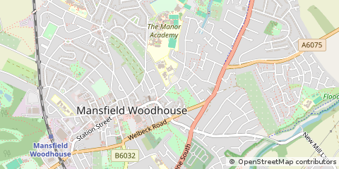 Map of Mansfield Woodhouse, Nottinghamshire