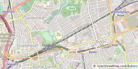 Map of Newcastle Upon Tyne, Tyne and Wear