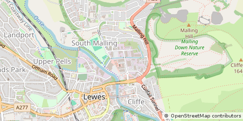 Map of Lewes, East Sussex