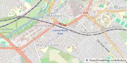 Map of Canterbury, Kent