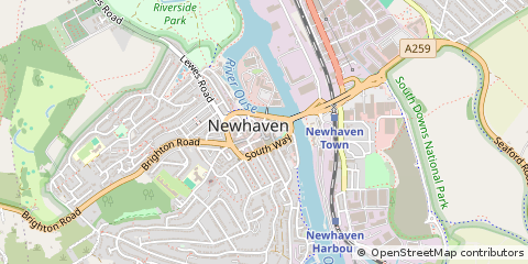 Map of Newhaven, East Sussex