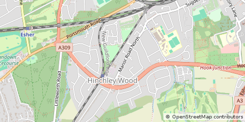 Map of Esher, Surrey