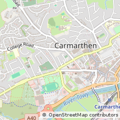 Map of Carmarthen, Carmarthenshire