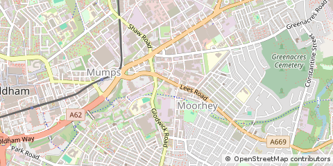 Map of Oldham, Lancashire
