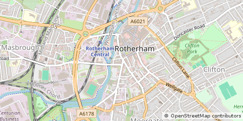 Map of Rotherham, South Yorkshire