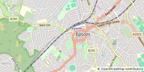 Map of Epsom, Surrey
