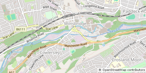 Map of Huddersfield, West Yorkshire