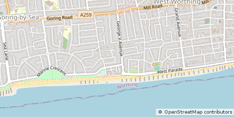 Map of Worthing, West Sussex