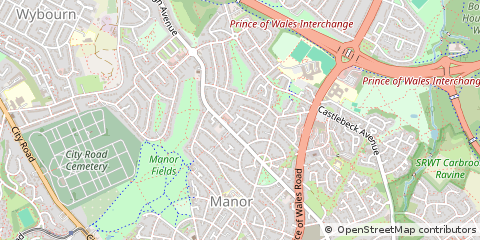 Map of Sheffield, South Yorkshire