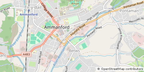 Map of Ammanford, Dyfed