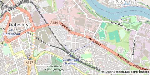 Map of Gateshead, Tyne and Wear
