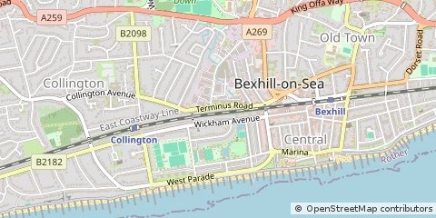 Map of Bexhill-on-SEA, East Sussex