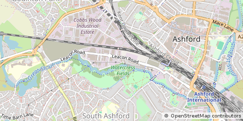 Map of Ashford Kent, Great Britain and Northern Ireland, United Kingdom