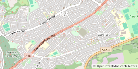 Map of Cardiff, South Glamorgan