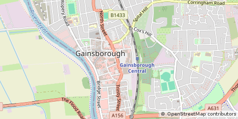 Map of Gainsborough, Lincolnshire