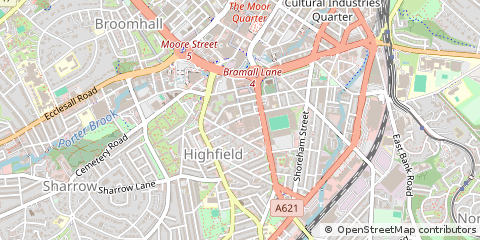 Map of Sheffield, South Yorkshire