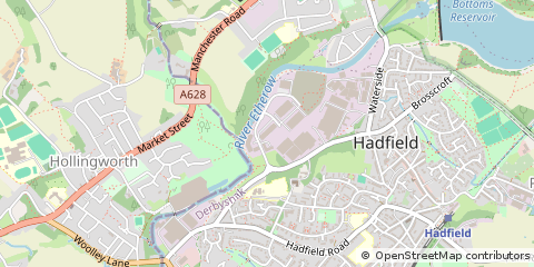 Map of Glossop, Dersbyhire