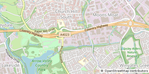 Map of Redditch, Worcestershire