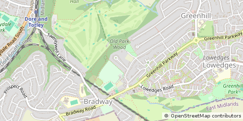 Map of Sheffield, South Yorkshire