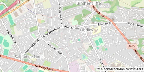 Map of Huddersfield, West Yorkshire
