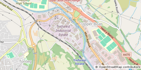 Map of Pontypridd, Rhondda Cynon Taff