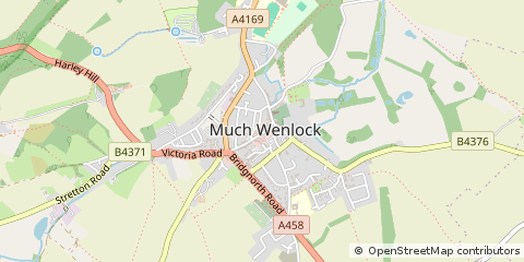 Map of Much Wenlock, Shropshire