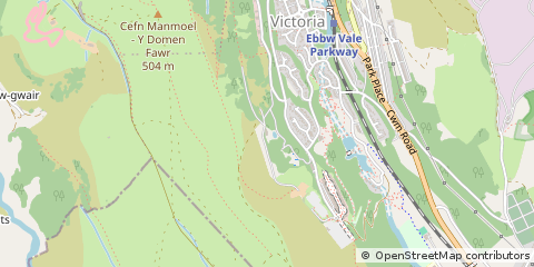 Map of Ebbw Vale, Blaenau Gwent