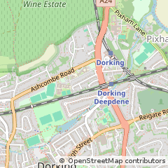 Map of Dorking, Surrey