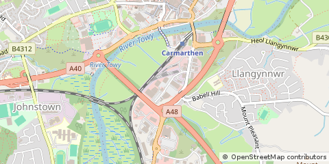 Map of Carmarthen, Carmarthenshire