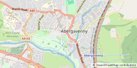 Map of Abergavenny, Monmouthshire