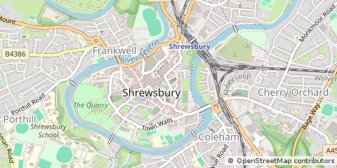 Map of Shrewsbury, Shropshire