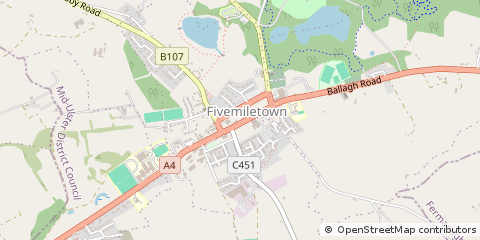Map of Fivemiletown, Tyrone