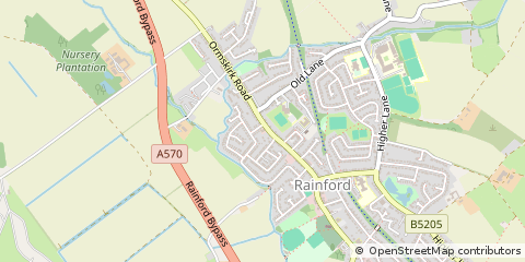 Map of Rainford, Merseyside