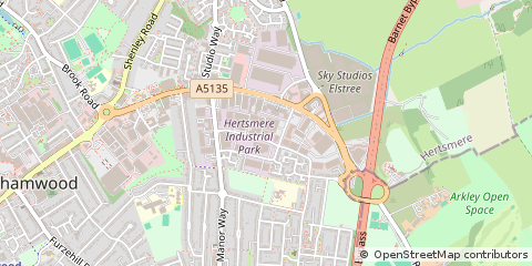 Map of Borehamwood, Hertfordshire