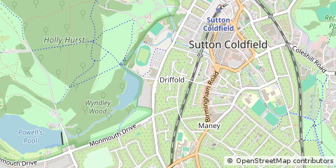 Map of Sutton Coldfield, West Midlands