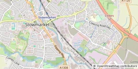 Map of Stowmarket, Suffolk