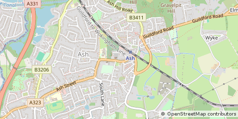 Map of Aldershot, Surrey
