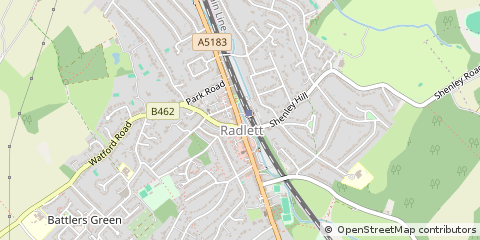 Map of Radlett, Hertfordshire