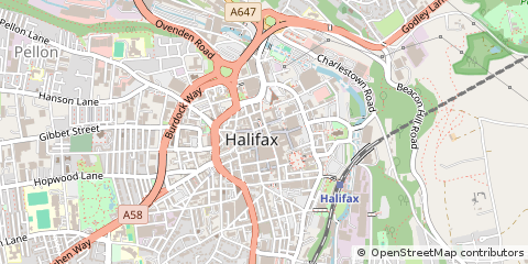 Map of Halifax, West Yorkshire
